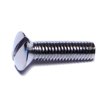 Midwest Fastener #10-32 x 3/4 in Slotted Oval Machine Screw, Chrome Plated Brass, 15 PK 70151